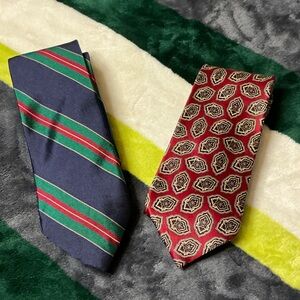 Lands End Classic Men's Red Patterned Silk Tie